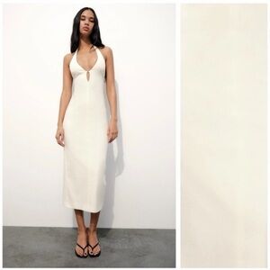 Zara Off White Halter Dress